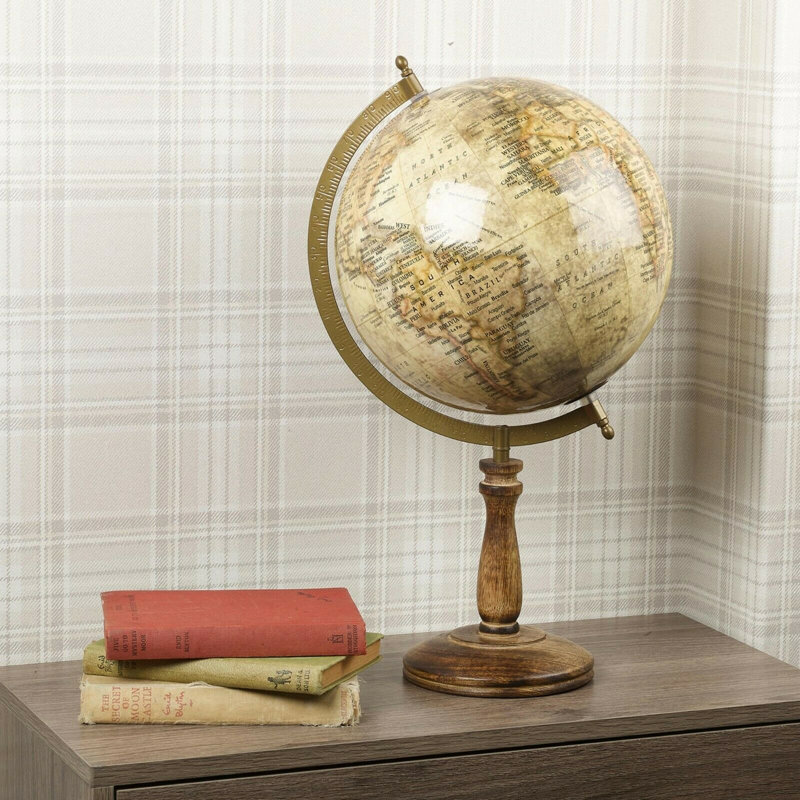 Wood Tabletop Globe, Brown