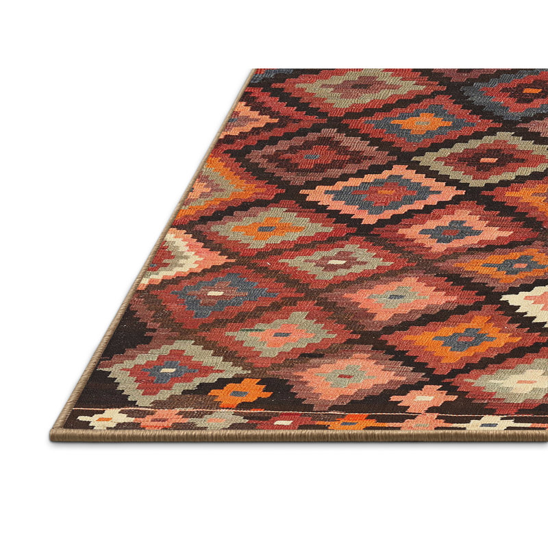 Tapis brun à motif géométrique Zabala, Rectangle 7 pi x 9 pi