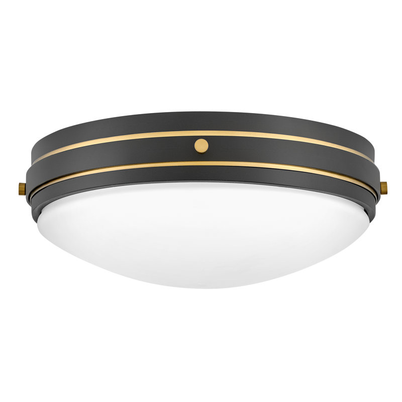 Oliver Bright Brass 3-Light LED Flush Mount with Etched Opal Shade