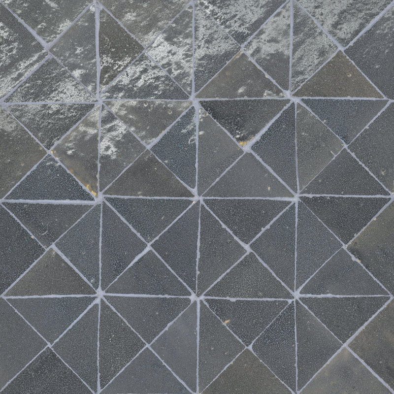 Zagora Triangle Glossy Zellige Mosaic Tile Tile, Charcoal