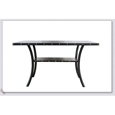 Ensemble de salle à manger à hauteur de comptoir 7 pièces Modern Classic avec bois naturel, chaises en tissu gris et tablettes de rangement