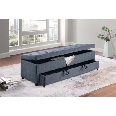 Repose-pieds de rangement de salon contemporain avec siège capitonné et rangement double, pour les espaces organisés et élégants