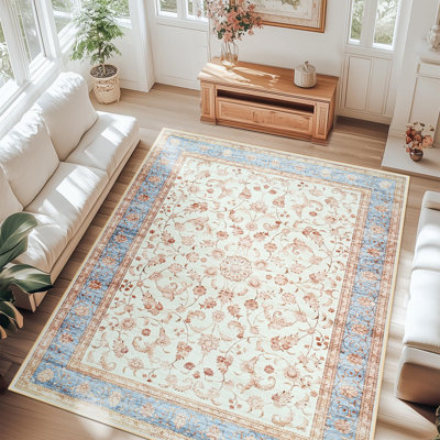 Large Tranditional Rugs Living Room Rug Washable Bedroom Rug Non-Slip Colourful Vintage Accent Floor Carpet For Home Decor