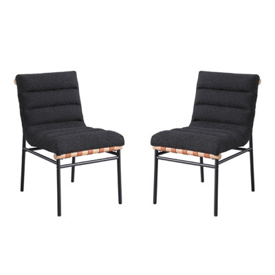 Kive Dining Chair Set Of 2, Iron Legs, Channel Tuft Boucle