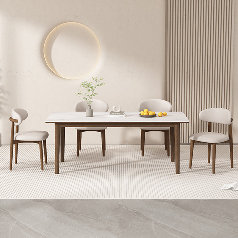 Sintered Stone tabletop Solid Wood Dining Table, 29.53”H x 70.87”L x 35.43”W