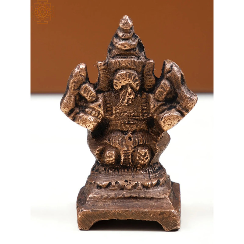 2" Small Copper Ganpati Bhagwan Statue – Handmade Hindu God Idol for Home Altar & Spiritual Decor