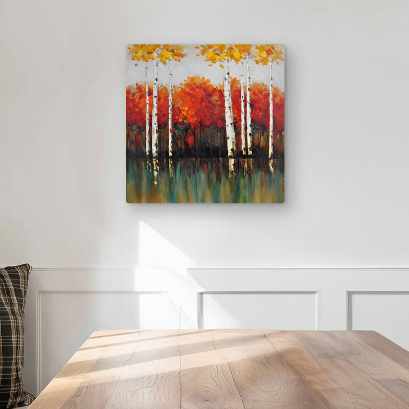 Birches by Fall - Trees Seasons Metal Print for Home Decor