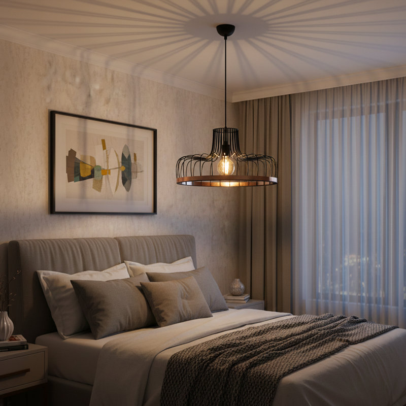 Luminaire suspendu simple en métal à hauteur ajustable
