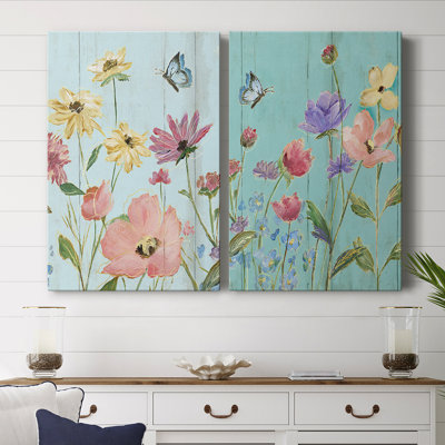 Wildflower Flutter II - Toile tendue avec châssis de qualité supérieure - Prêt à accrocher