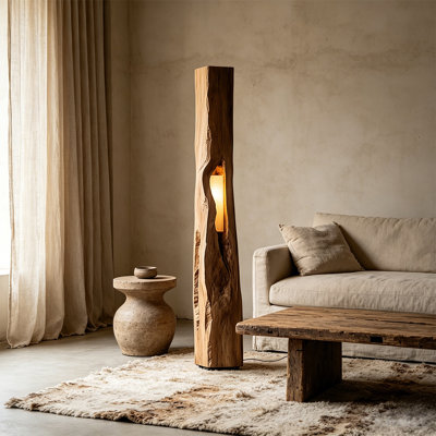 Brown Acrylic+Solid Wood Free Form Floor Lamps