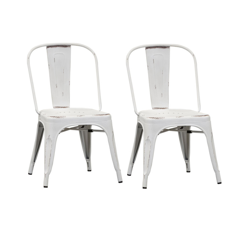 Chaise d'appoint avec dossier à lattes Edmund, Blanc cassé