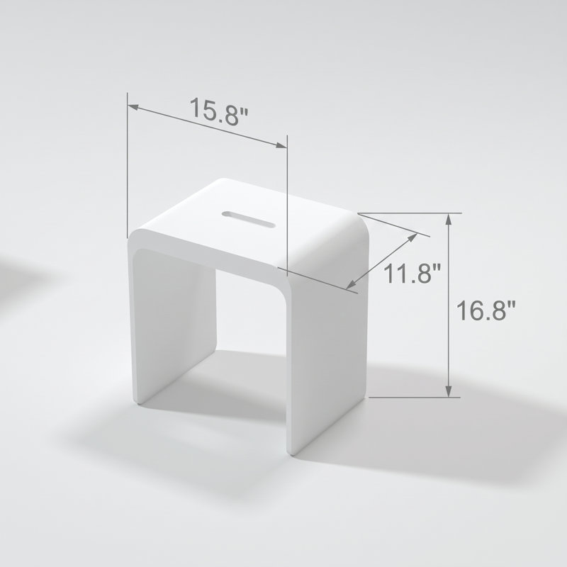 Tabouret de salle de bain en résine mate blanche mat à surface solide