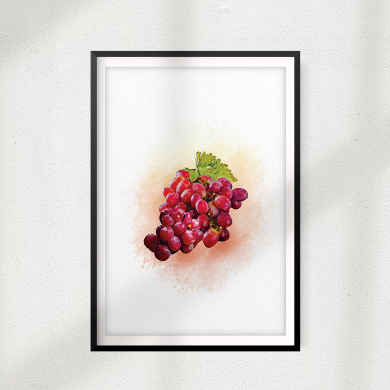 «Grapes Watercolor», reproduction de cadre photo sur papier, H 7 po x l 5 po x P 0,05 po
