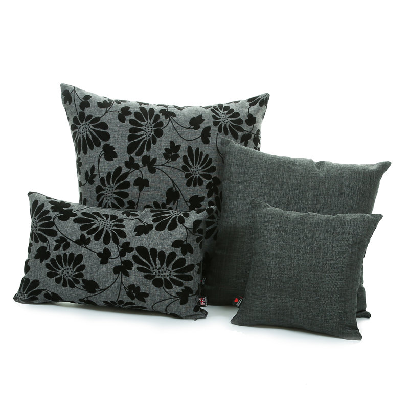 Alta Floral Square Cushion, 43cm H x 43cm W x 18cm D, Grey