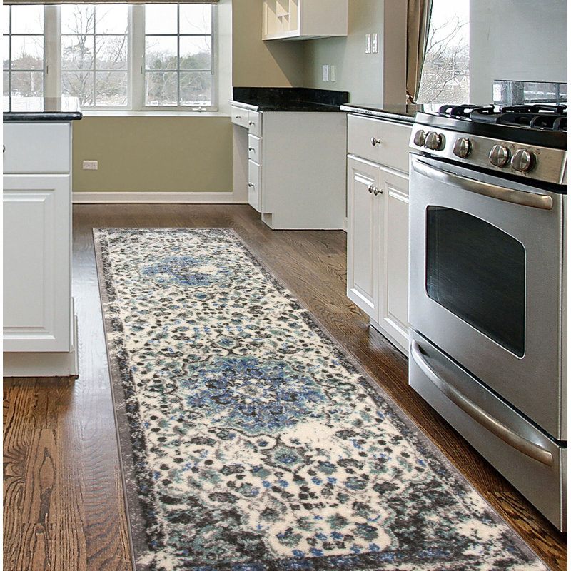 Tapis gris zone oriental Claremont, Tapis de couloir 2 pi x 7 pi