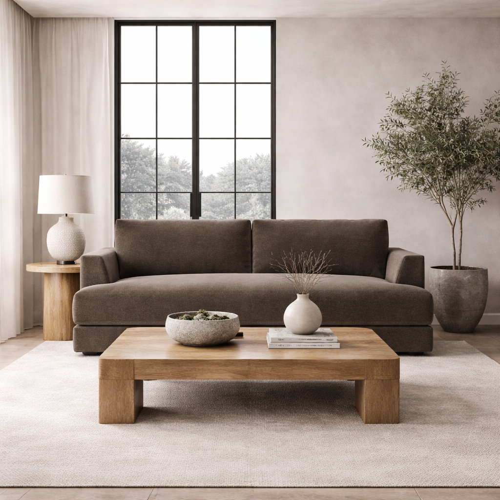 Laguna 96'' Sofa, Nave Bark Performance Distressed Velvet
