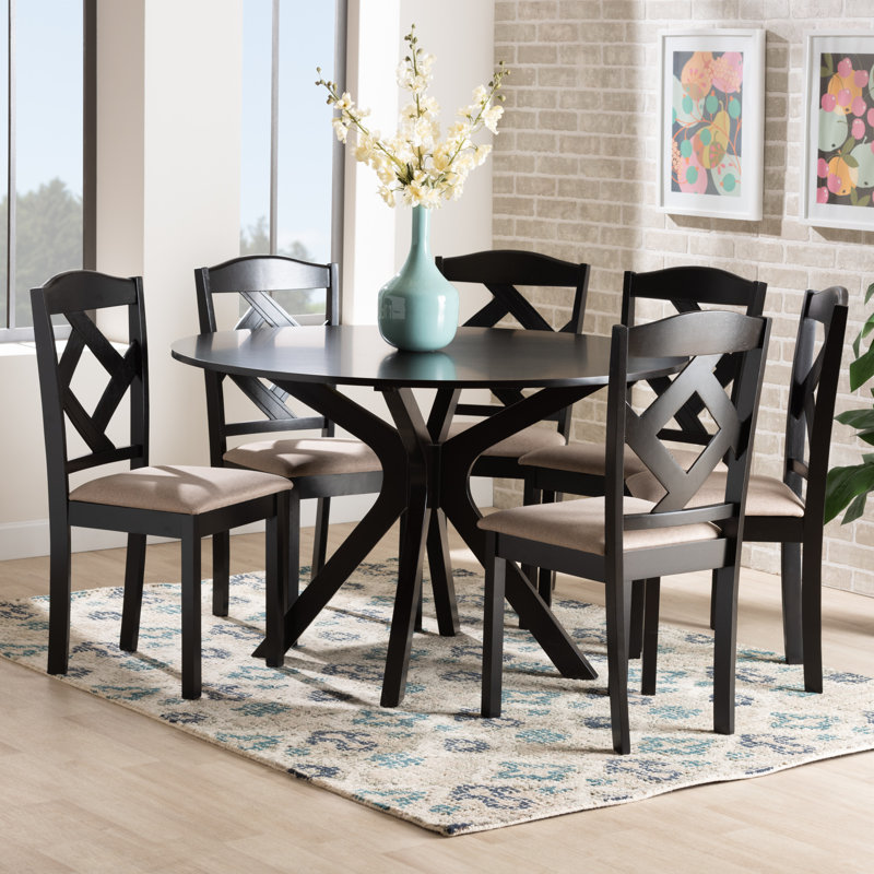 Ezariah Four Leg Dining Set, 30 ”H x 44.90”L x 44.90”W, 7