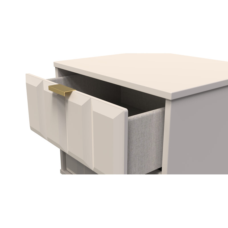 Fully Assembled Alkim Manufactured Wood Bedside Table, Beige