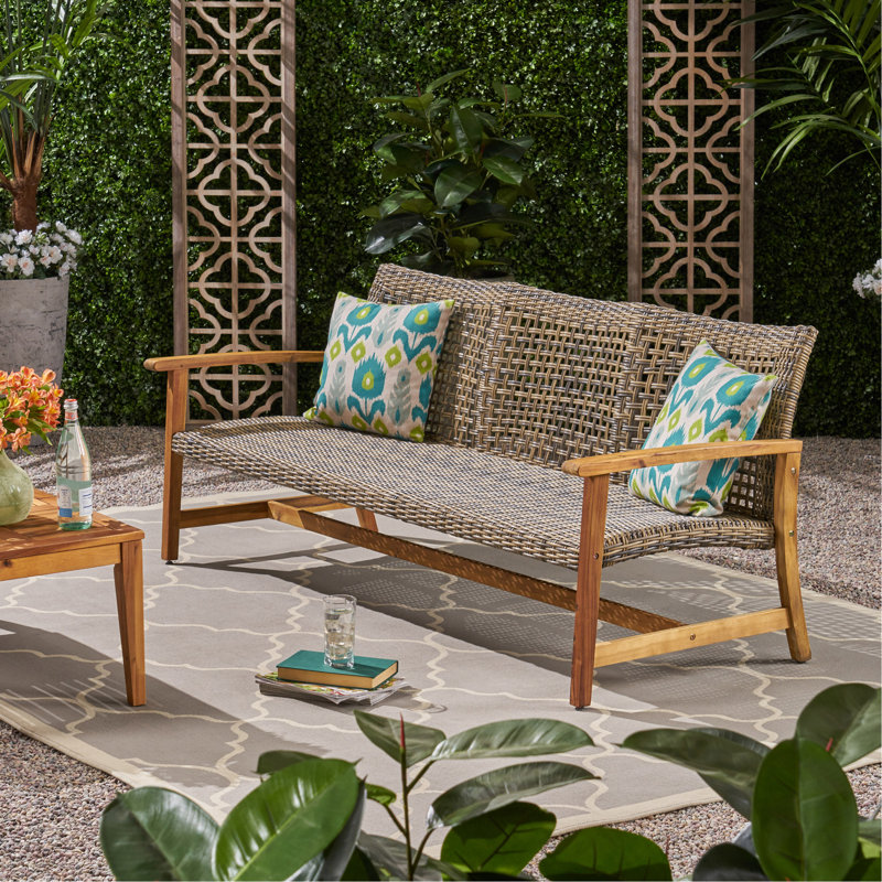 WOOD + WICKER 3 SEATER
