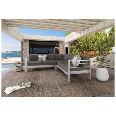 Christopher Knight Home 80.5" W x 80.5" D x 24.5" H Aluminum Frame 4-Person Outdoor Sectional