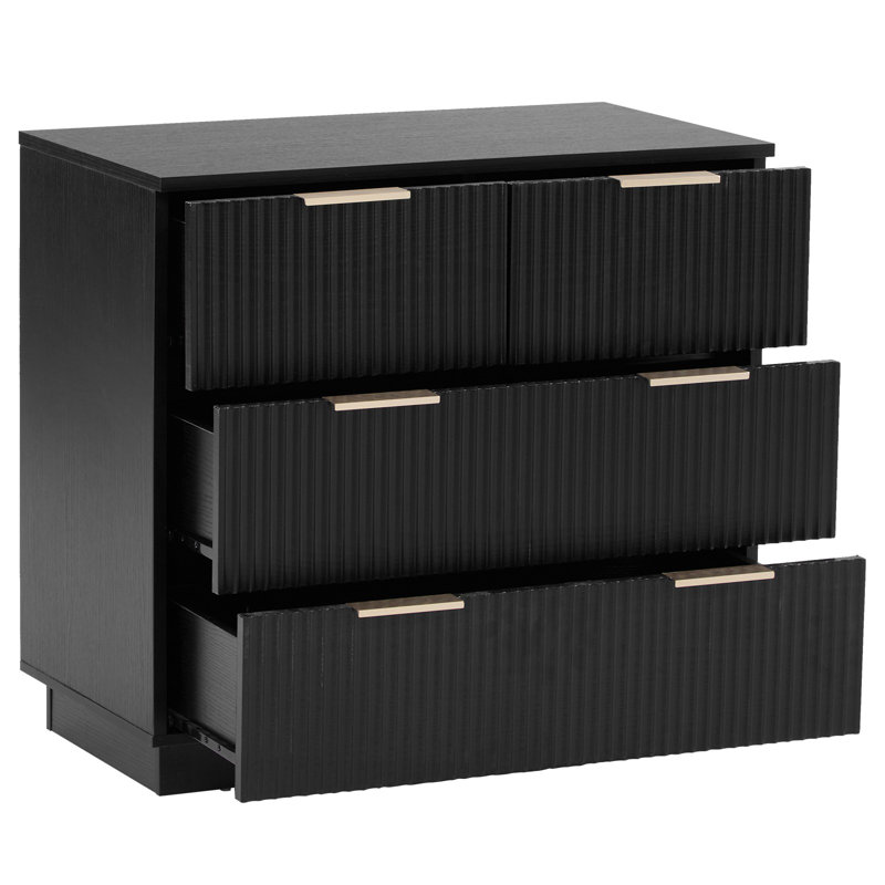 4 Drawer Nightstand For Bedroom, Black