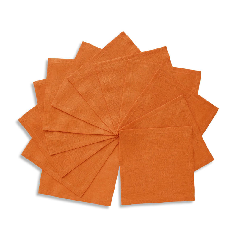 100% Pure Linen Cocktail Napkins - Athena, 6 x 6 in, Pumpkin