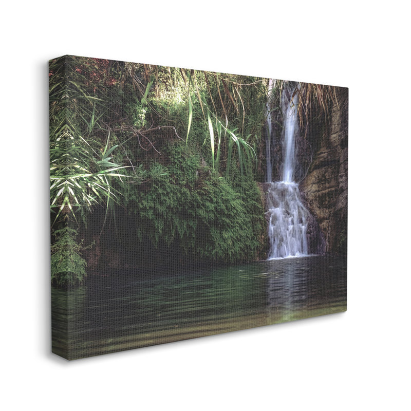 Tranquil Waterfall Rainforest Environment Nature Clearing Photography by Daphne Polselli - Print on Canvas, Wrapped Canvas