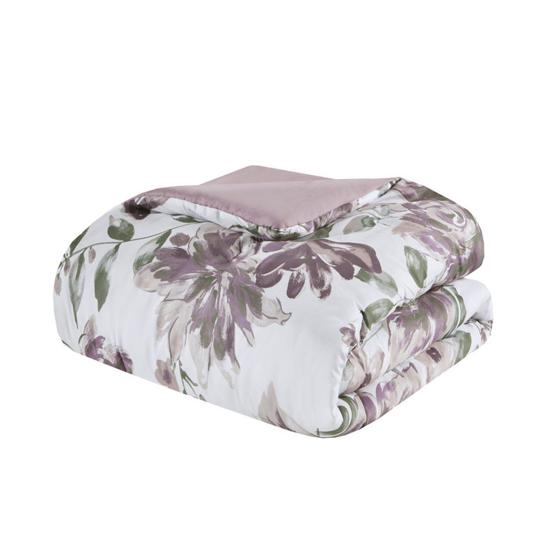 Queen Gray Floral Microfiber Bed in a Bag Set