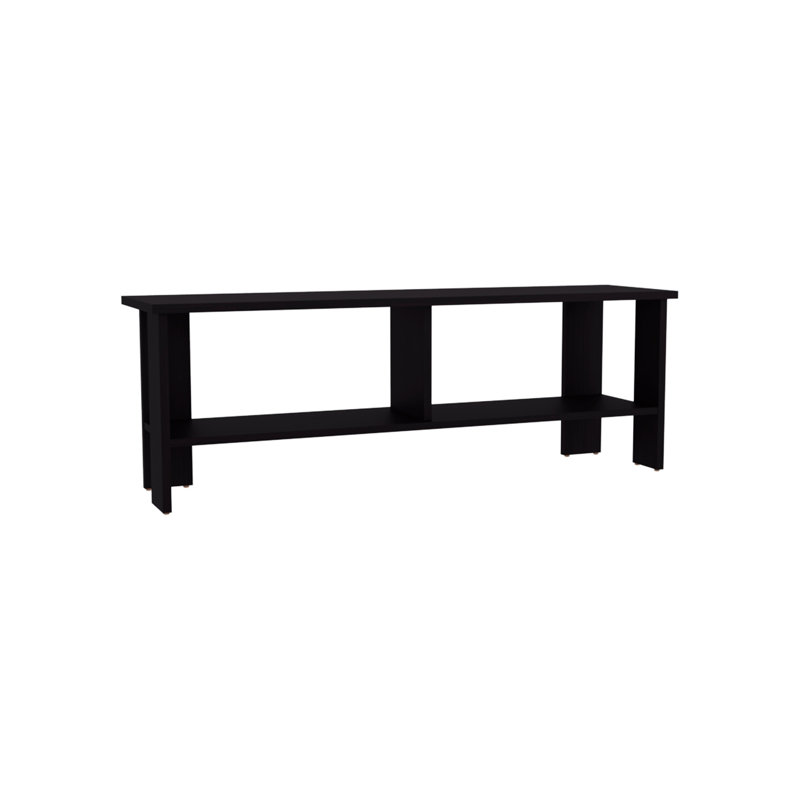 Meuble télé, 2 tablettes, Noir