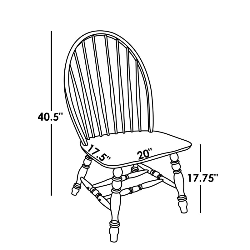 Chaise d'appoint en bois massif Bassett à dossier Windsor gris