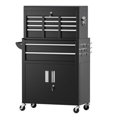 Rolling Tool Cabinet With Wheels – Metal Storage With 2 Doors, Adjustable Shelf, Lockable