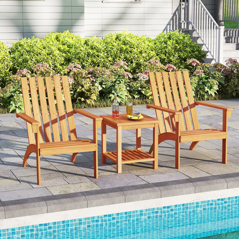 Chaise Adirondack en bois massif Parkerville, Naturel