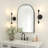 Modern Black Metal Arch Mirror, Elegant Arched Wall Mirror