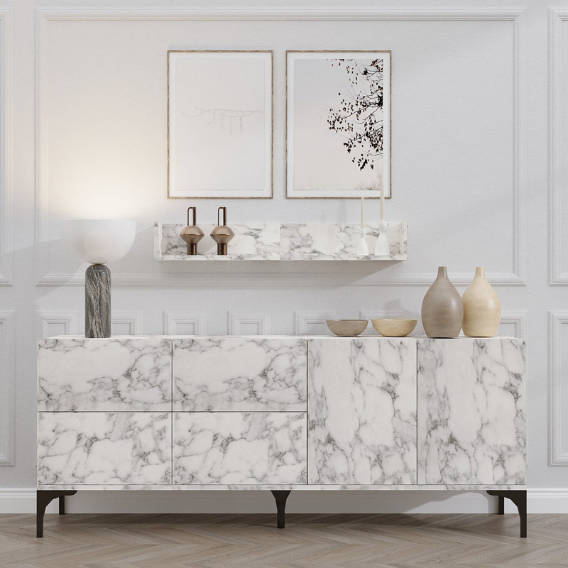 Elegance 55cm Sideboard, Carrara Marble