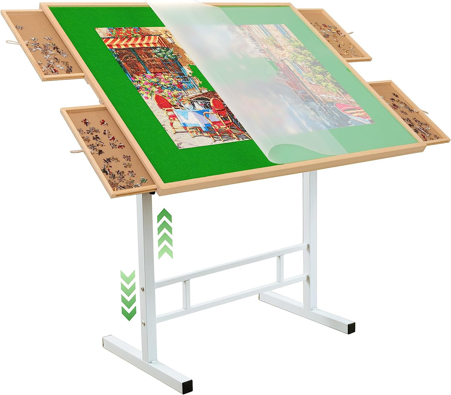 BittPicc Puzzle Table with Legs for 1500 Pieces Adjustable Height Jigsaw  Puzzle Table with Drawers Portable Puzzle Tables for Adults and Seniors