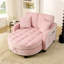 Canapé à deux places, canapé-lit double avec accoudoirs et dossiers irréguliers, repose-pieds avec espace de rangement, deux petits coussins décoratifs, convient au salon et à la chambre à coucher - rose