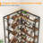 71" Tall Corner Bookshelf, L-shape Bookcase With Y-shape Shelves, Metal Frame Display Shelf, Brown-1096326269