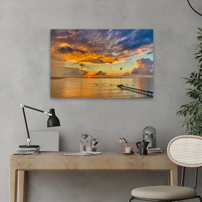 Sunrise Pier - Landscape Photography Digital Art Sunset Art