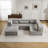 Compression Mahjong Sofa,Convertible Floor Sofa Bed,DIY Boneless Modular Sectional Sofa,No Assembly Required,Circle Fleece Fabric,Oversized 4 Seater With 1 Ottoman,Light-Grey-70228429
