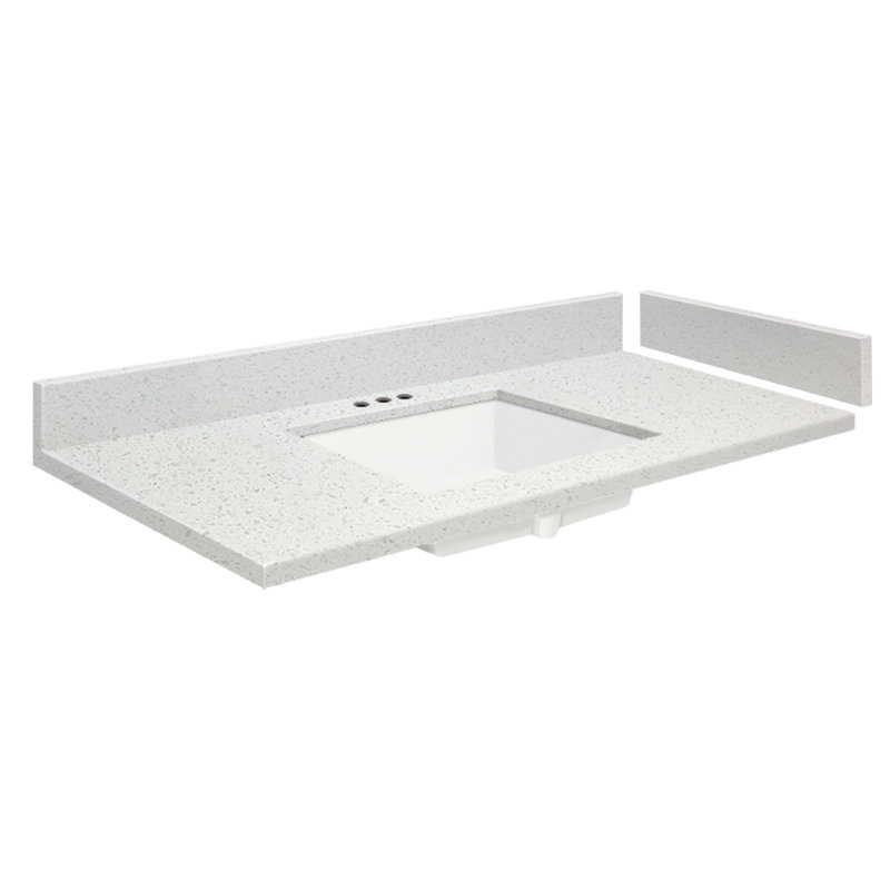 Plateau de meuble-lavabo simple 33,5 po Vision, 4" centres, Blanc Milan