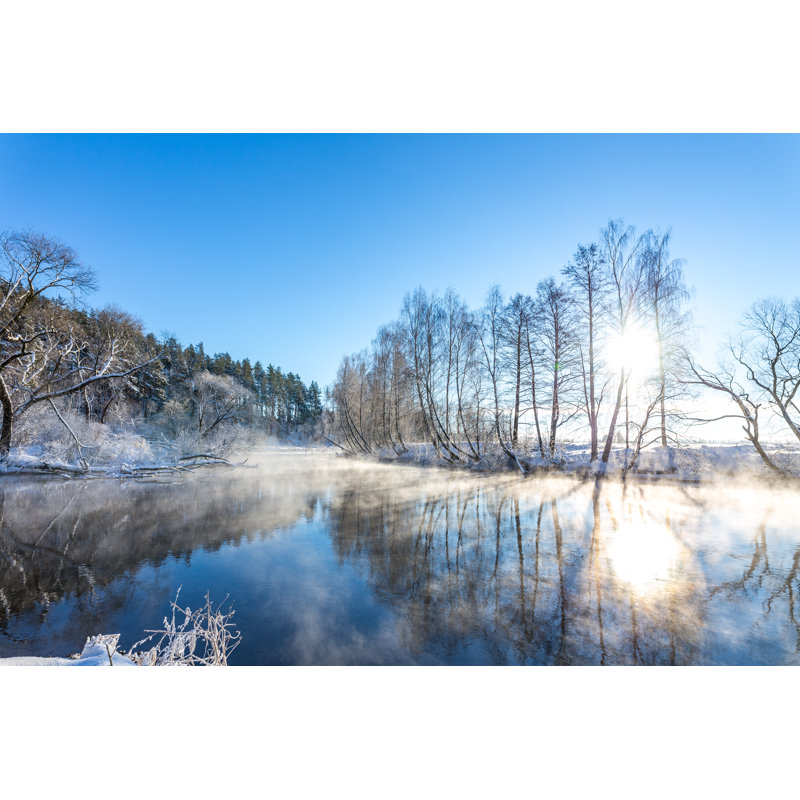 Winter River At Sunny Day by Robin_Hoood - Wrapped Canvas Print, 81cm H x 122cm W x 3.8cm D