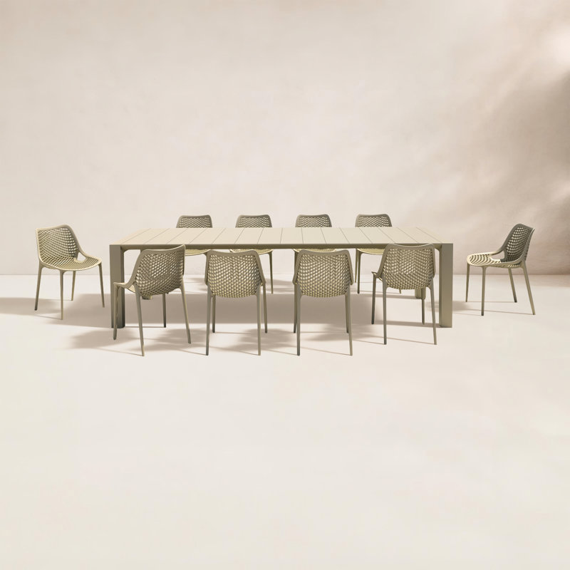 Farrah 11-Piece Extendable Patio Dining Set, Taupe
