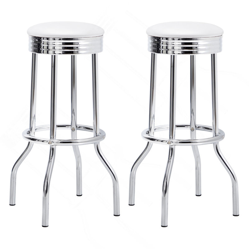 Tabouret de bar pivotant rembourré en métal (ensemble de 2)