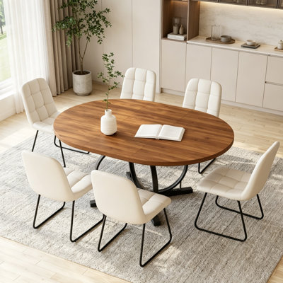 Ensemble de tables de salle à manger Clord 43,3 po - 59 po Clanton, table de salle à manger ronde Mid-Century moderne