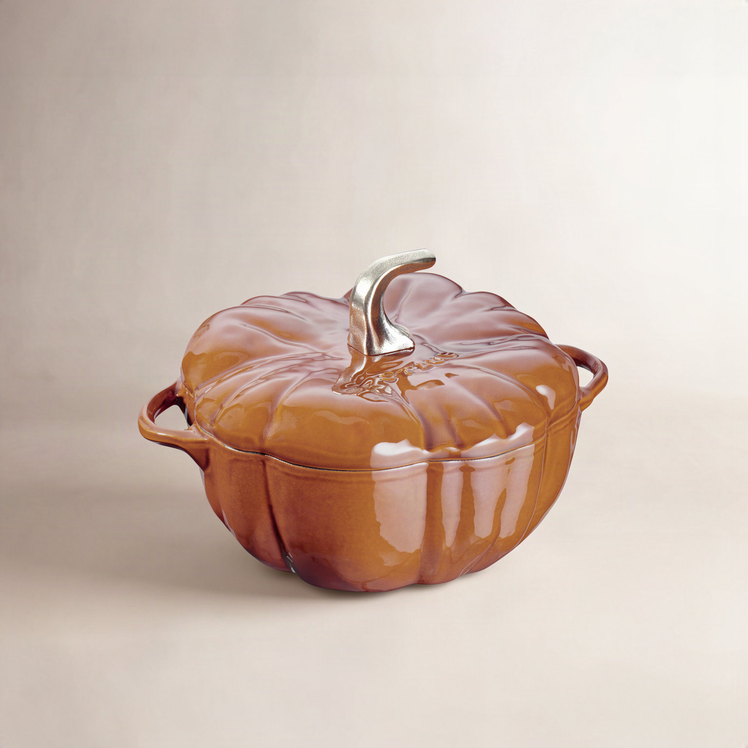 Enameled Cast Iron Pumpkin Dutch Oven, Brunt Orange