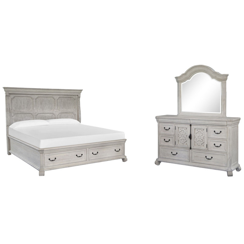 Très grand lit californien avec commode et tiroir avec miroir