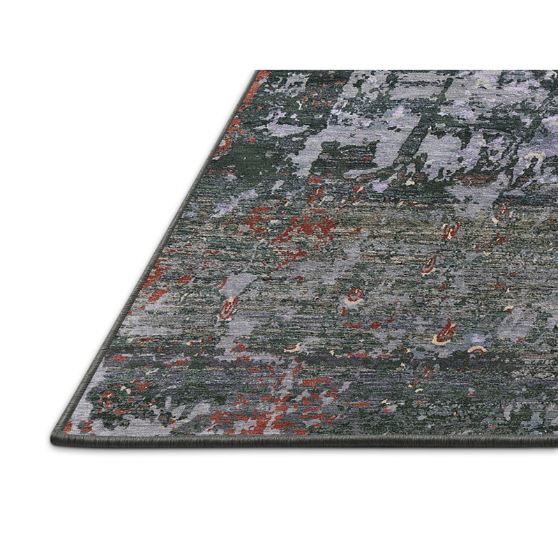 Tapis abstrait vert / gris, Rectangle 5 pi x 7 pi