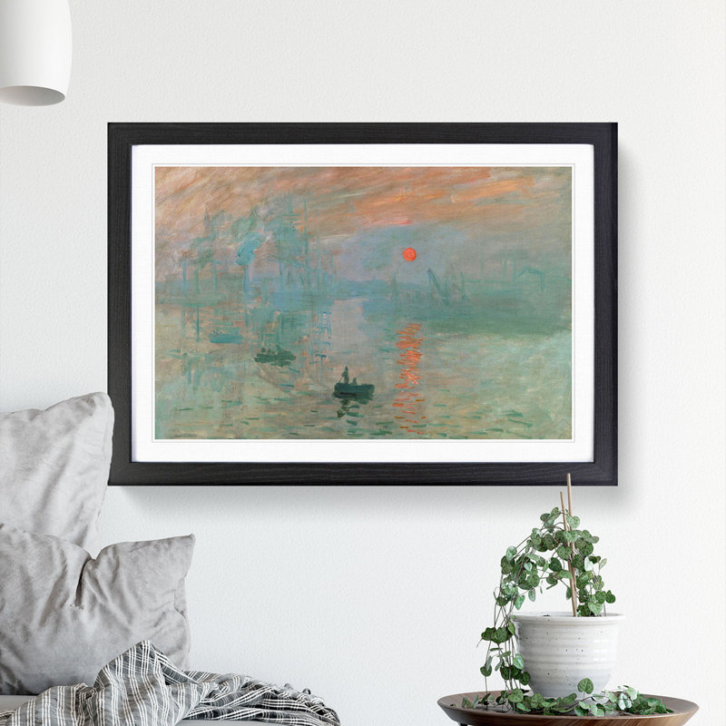 Monet - Impression, Sunrise by Claude Monet - Picture Frame Painting, 48cm H x 65cm W x 2cm D, Black