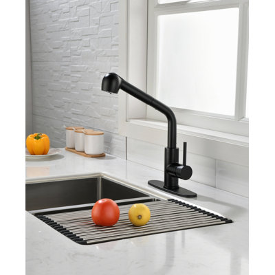Robinets de cuisine avec douchette extractible, robinet d'évier de cuisine à poignée simple avec douchette extractible