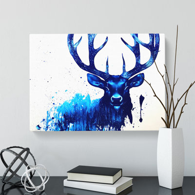 Painted Stag Abstract - Wrapped Canvas